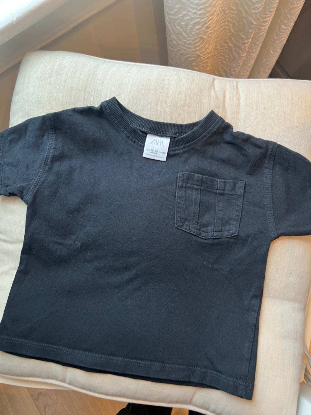 Zara washed Black Short-Sleeve Pocket Tee